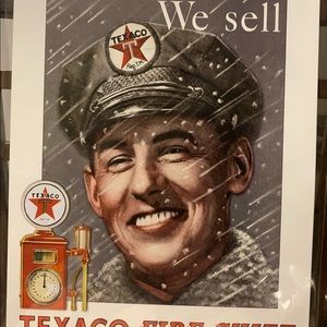 TEXACO-PUMP ATTENDANT We Sell TEXACO FIRECHIEF GASOLINE Collectible Vintage Sign